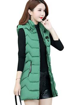 TYQQU Damen Slim Sleeveless Vest Gilet Hoodie Winter Warm Hooded Gilet Long Vest Steppweste Herbst Rot 2xs von TYQQU