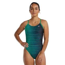 TYR Damen Durafast Elite Cutoutfit Einteiliger Badeanzug, Grüner Speedwarp, 40 von TYR