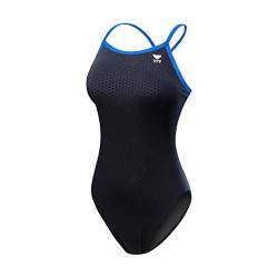 TYR Damen Hexa Female Performance Durafast Badeanzug Diamondfit, schwarz/blau, 50 von TYR