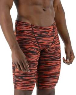 TYR Herren Durafast Elite Athletic Jammer Badeanzug Badehose, schwarz/orange, 32 von TYR