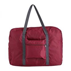 Faltbare Reisetasche, Tragbare Gepäcktasche mit Großer Kapazität Weekender-Taschen Tragetasche für Camping-Fitnessstudio (Burgund) von TYTOGE