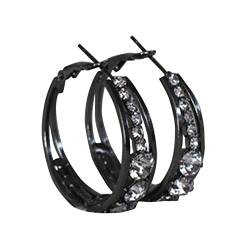 Damen-Ohrringe mit Strasssteinen, großer Ring, Schwarz , 外经2.4cm von TYTUOO