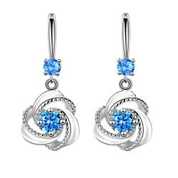 Ohrringe für Frauen Kristall Mädchen Diamant besetzt Kreativ Lange Temperament Ohrringe, blau, Einheitsgröße von TYTUOO