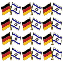 Deutschland Israel Freundschaftspin Flaggen Pin, DE Israeli Doppelt Flagge Anstecknadeln, Israel Flagge Broschennadeln, Brooch Pins Bulk Souvenir für Hut Kleidung Rucksack (12 Stück) von TZCIN