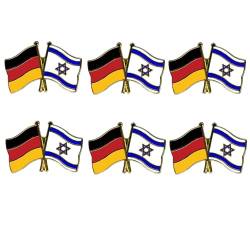 Deutschland Israel Freundschaftspin Flaggen Pin, DE Israeli Doppelt Flagge Anstecknadeln, Israel Flagge Broschennadeln, Brooch Pins Bulk Souvenir für Hut Kleidung Rucksack (6 Stück) von TZCIN