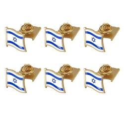 Israel Flagge Brosche Pins - Israelische Flagge Button Revers Pins, Metal Israel Flagge Broschennadeln, Brooch Pins Bulk Für Männer Frauen Clothing Bags Hemd Rucksack (6PCS, Style A) von TZCIN