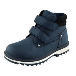 TZJS Unisex Kinder Klassische Stiefel für Jungen Mädchen Baby Winterstiefel Mit Klettverschluss Wasserdicht Stiefeletten Schneestiefel Arbeitsstiefel Herbstschuhe Winterschuhe(Marine, numeric_28) von TZJS