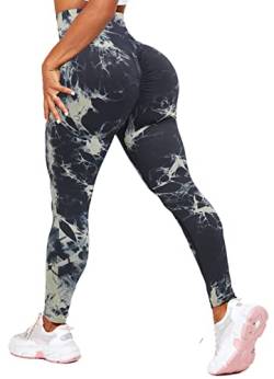 TZLDN Damen Scrunch Leggings - Push Up High Waist Leggins Slim Fit Booty Tights Laufhose für Sport Yoga Fitness Gym Workout #0 Schwarz XS von TZLDN