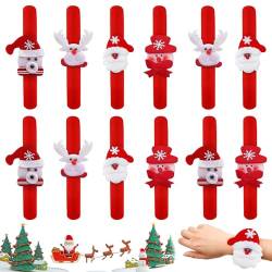 TZQFROCE 12 Stück Schnapparmband Weihnachten Plüsch Snap Armbänder Weihnachten Party Mitgebsel Kinder Schnapparmbänder Klatscharmband Weihnachten Geschenke für Kinder Party von TZQFROCE