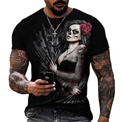 Taamlou Herren Street Skull Muscle Kurzarm Print Persönlichkeit Mode Mode T-Shirt, Trx01802bd, XL von Taamlou