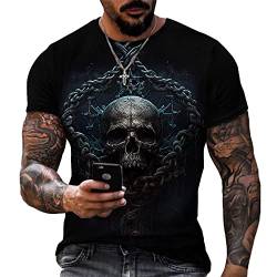 Taamlou Herren-T-Shirt mit Totenkopf-Motiv, kurzärmelig, bedruckt, Persönlichkeit, modisches Mode-T-Shirt, Z2928, L von Taamlou
