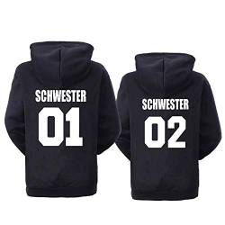 Best Friend Hoodie Sweatshirt für 2 Mädchen Schwarz Weiß Sister Pullover Set Damen Baumwolle Schwester Hoodie 1 Stück von Tabiekacl