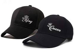 King Queen Baseball Cap Unisex Partner Caps Set Snapback Cap Damen Herren Kappe Hip-Hop Hüte 2 Stück (Schwarz) von Tabiekacl