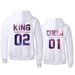 Tabiekacl King Queen Hoodie Pärchen Hoodie Set Partnerlook Pärchen Pullover Set Paar Pullover Schwarz Baumwolle 1 Stück von Tabiekacl