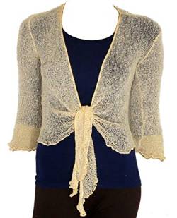 Bolero-Jacke, Strickware, schlicht, kurz, zum Schnüren, Beige One size von Taboo fashion clothing