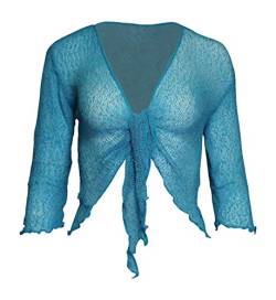 Bolero-Jacke, Strickware, schlicht, kurz, zum Schnüren, Blau One size von Taboo fashion clothing
