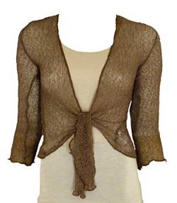 Bolero-Jacke, Strickware, schlicht, kurz, zum Schnüren, Braun One size von Taboo fashion clothing
