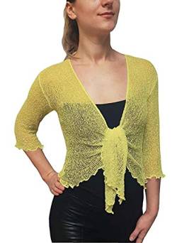 Bolero-Jacke, Strickware, schlicht, kurz, zum Schnüren, Gelb One size von Taboo fashion clothing