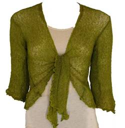 Bolero-Jacke, Strickware, schlicht, kurz, zum Schnüren, Grün One size von Taboo fashion clothing