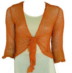 Bolero-Jacke, Strickware, schlicht, kurz, zum Schnüren, Orange One size von Taboo fashion clothing