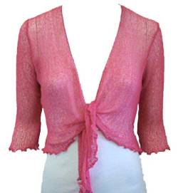 Bolero-Jacke, Strickware, schlicht, kurz, zum Schnüren, Pink One size von Taboo fashion clothing