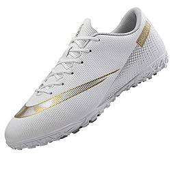 Tabrebull Herren Damen Fußballschuhe Kinder Jungen Mädchen Fußballschuhe Indoor Outdoor Athletic Turf Team Cleat Laufsport Anti-Rutsch-Dämpfungsschuhe White 32 von Tabrebull