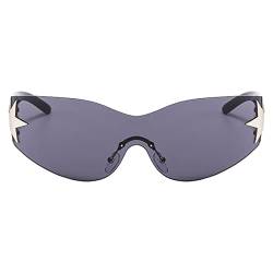 Tacery Y2Kk Sonnenbrillen für Damen - Randlose Shield-Wickelsonnenbrille | Trendige Shield Sonnenbrille UV400 Star Sun Brille für Damen Herren von Tacery