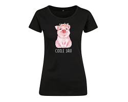 Witziges Damen T-Shirt mit Schwein und Spruch Coole Sau (L) von Tachinedas Kreativshop