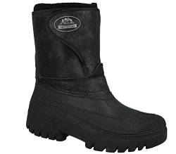 Unisex Herren Damen Reitstiefel Wasserdicht Stall Wandern Regen Schnee Winter Ski Gummistiefel Warm Farm Mucker Boots alle Größen EU 37-46, Schwarz - Schwarz Noppen - Größe: 42 EU von Tack N Hack