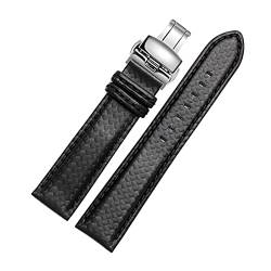 Armband-Carbon-Faser-Armband Armband 20mm/22mm Bügel mit Butterflyschließe, 20mm Silber Verschluss von Tactfulw