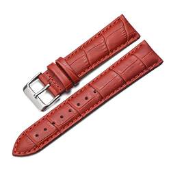 Damen Uhrenarmbänder Stahl Dornschliesse Handschlaufe für Lederband Uhren 12mm-22mm Dunkelrot,22mm von Tactfulw