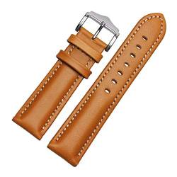 Echtes Leder-Armband-handgemachtes Armband 18mm 20mm 22mm Uhrenarmband-Handgelenk-Uhrenarmband Orange,18mm von Tactfulw