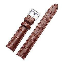 Ersatzuhrenarmband Leder Lederband für Männer Frauen 12mm-22mm-Uhrenarmband Braun,12mm von Tactfulw
