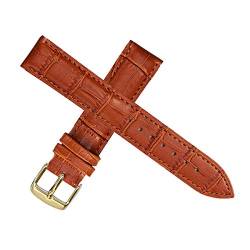 Ersatzuhrenarmband Leder Lederband für Männer Frauen 12mm-22mm-Uhrenarmband Hellbraun Gold-,16mm von Tactfulw