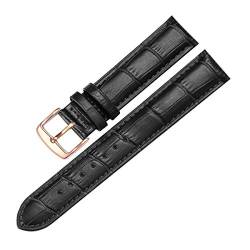 Ersatzuhrenarmband Leder Lederband für Männer Frauen 12mm-22mm-Uhrenarmband Schwarze Rose Gold,16mm von Tactfulw