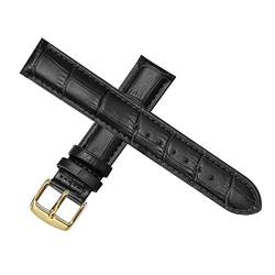 Ersatzuhrenarmband Leder Lederband für Männer Frauen 12mm-22mm-Uhrenarmband Schwarzes Gold,12mm von Tactfulw