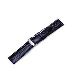 Lackleder Frauen Armband 12mm-22mm Lizard Pattern Ersatzband Strap Schwarz,16mm von Tactfulw