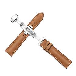Leder 16mm-24mm Lederband Männer Frauen Armband-Schmetterlings-Faltschließe Uhrenarmband,19mm von Tactfulw