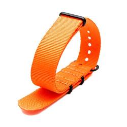 Nylon Armband NATO-Armbanduhr-Bügel 18mm/20mm/22mm/24mm gestreifte Regenbogen-Leinwand-Ersatz-Uhrenarmband, Orange, 24mm von Tactfulw