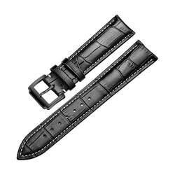 Uhrenarmband Kalb echtes Leder-Uhrenarmband 18mm-24mm Uhrenarmband-Zubehör Armband Schwarz-Weiss,22mm von Tactfulw