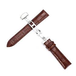 Uhrenarmband echtes Leder Faltschließe Armband braun/schwarz Uhrenarmbänder 15-23mm,23mm von Tactfulw