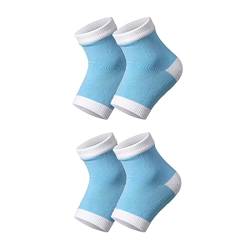 Feuchtigkeitsspendende Fersensocken Gel Linked Open Toe für rissige trockene Ferse, Frauen Männer SPA Fußpflege Socken, 2 Paare, Blau und weiß von Tadipri