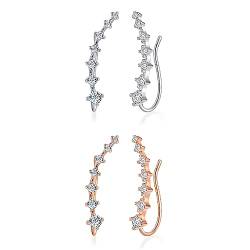 Tadipri 2 Paras Bling Ohrklemmen Weiß Zirkonia Kristall Ear Cuff Ohrstecker Ohrringe Dangly Ohrhänger Hängend Ohrringe Hypoallergen（Gold、Silber） von Tadipri