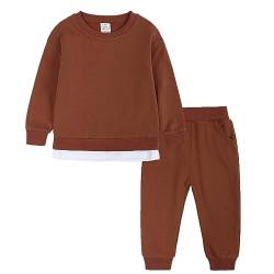 Taenzoess Anzug für Kinder Jogginganzug Jungen Trainingsanzug Mädchen Outfit Sweatshirt Lange Hose Unisex Sweat Set (4-5 Jahre, Brown) von Taenzoess