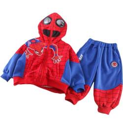 Taenzoess Kinder Spiderman Kostüm Jungen Bekleidungsset Kinderanzug Baby Sweatshirt Hose Junge Kapuzenpullover Kleidung Outfit (A Red, 3-4 Jahre) von Taenzoess