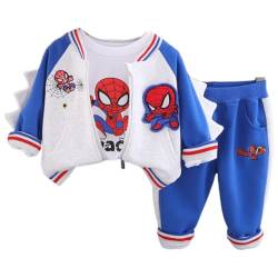 Taenzoess Kinder Spiderman Kostüm Jungen Bekleidungsset Kinderanzug Baby Sweatshirt Hose Junge Kapuzenpullover Kleidung Outfit (B Blue, 4-5 Jahre) von Taenzoess