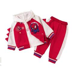 Taenzoess Kinder Spiderman Kostüm Jungen Bekleidungsset Kinderanzug Baby Sweatshirt Hose Junge Kapuzenpullover Kleidung Outfit (B Red, 6-7 Jahre) von Taenzoess