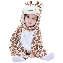 Taenzoess Unisex Pyjama Tier Strampler Kostüme Flanell Bekleidung Jumpsuit Schlafanzug Overall Baby Spielanzug (Giraffe,80cm) (Giraffe, 100) von Taenzoess