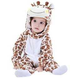 Taenzoess Unisex Pyjama Tier Strampler Kostüme Flanell Bekleidung Jumpsuit Schlafanzug Overall Baby Spielanzug (Giraffe,80cm) (Giraffe, 70) von Taenzoess