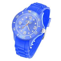 Taffstyle Armbanduhr Silikon Analog Quarz Uhr Farbige Sport Sportuhr Damen Herren Kinder Unisex 34mm Blau von Taffstyle